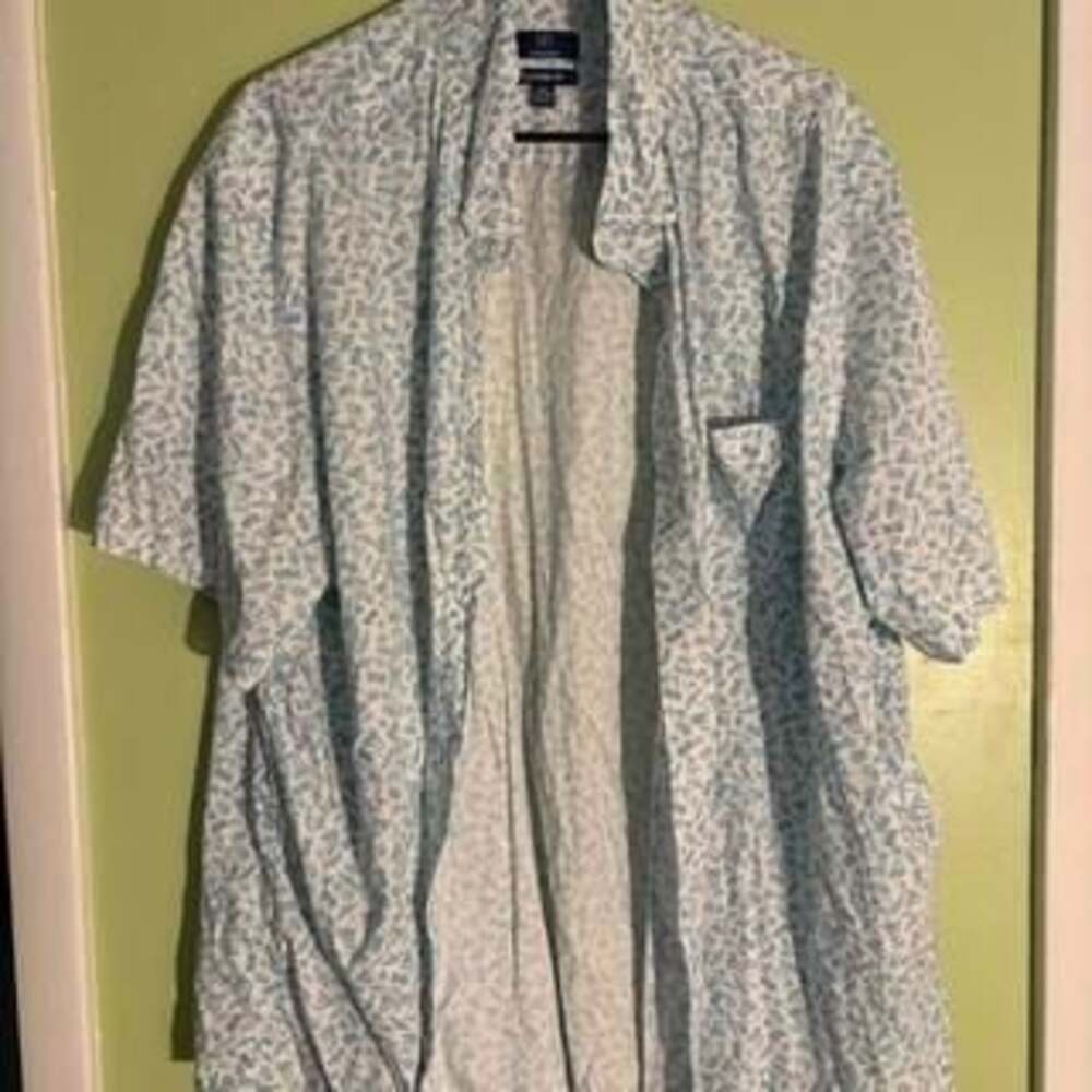 Aero Blue & White Patterned Beach Button-Up Shirt